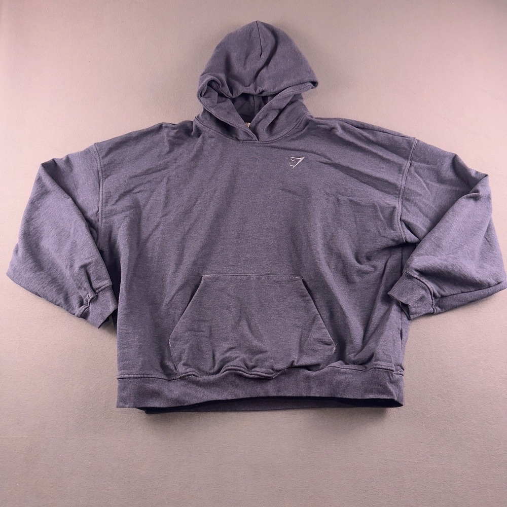 Gymshark Mens XXL Blue Marl Pullover Hoodie B2A7P French Terry Sweatshirt